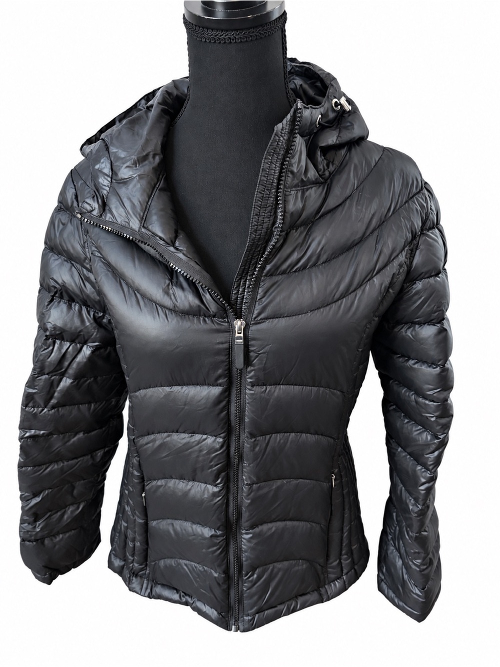 Andrew Marc Womens Packable Premium Down Hooded Puffer Jacket M